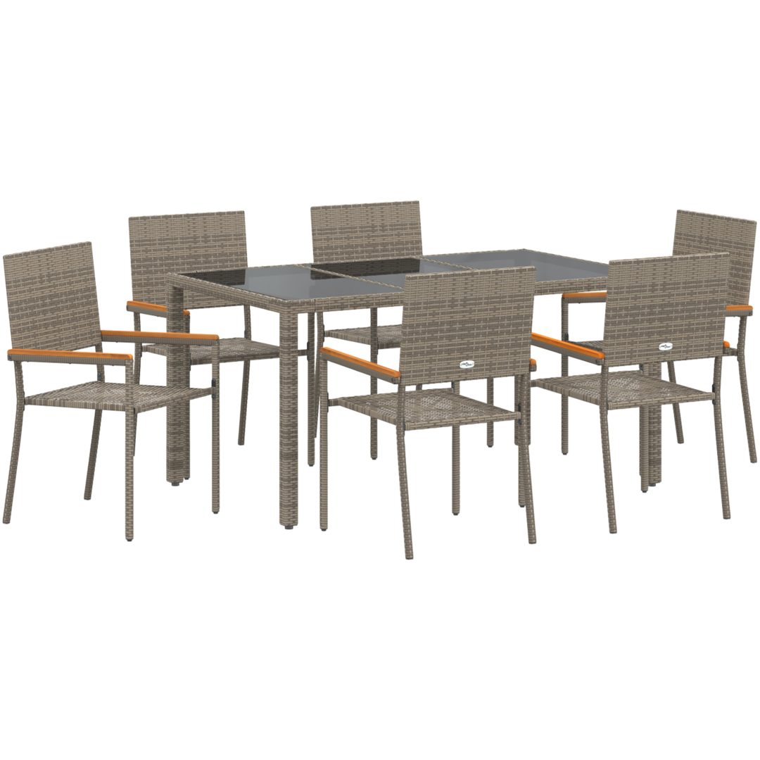 7-delars trädgårdsdining set grå poly rotting vidaXL 6 - Sits – bild 2