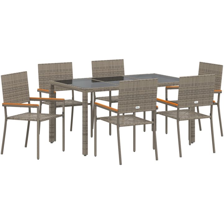 7-delars trädgårdsdining set grå poly rotting vidaXL 6 - Sits – bild 2