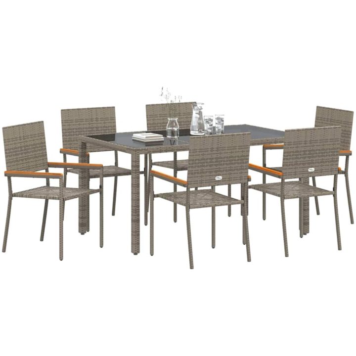 7-delars trädgårdsdining set grå poly rotting vidaXL 6 - Sits – bild 3