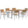 7-delars Trädgårdsdining Set Grå Stål och Massivt Akacieträ vidaXL 140 x 80 x 75 cm – miniatyr 2