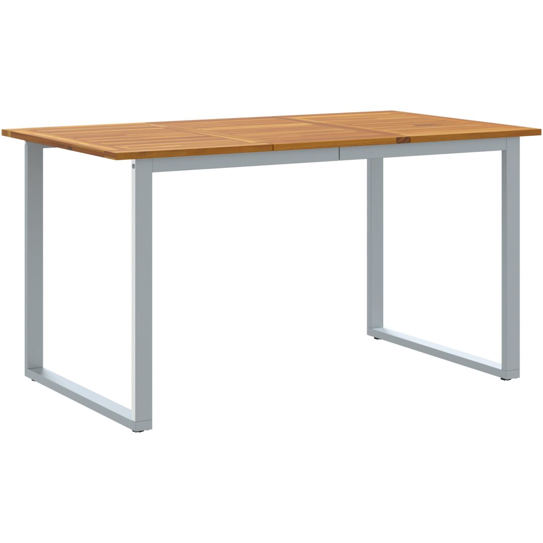 7-delars Trädgårdsdining Set Grå Stål och Massivt Akacieträ vidaXL 140 x 80 x 75 cm – bild 5