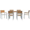 7-delars Trädgårdsdining Set Grå Stål och Massivt Akacieträ vidaXL 140 x 80 x 75 cm – miniatyr 7