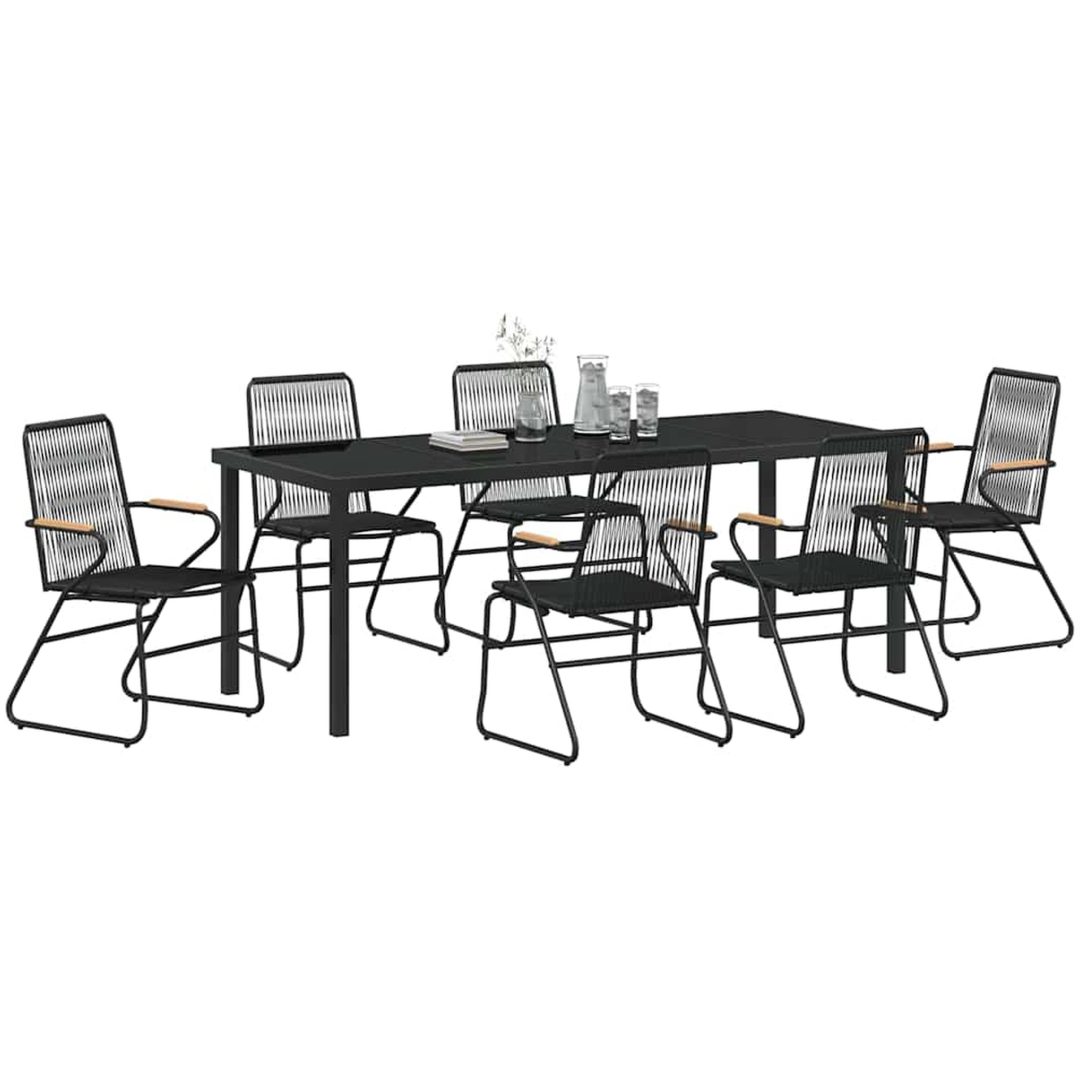 7-delars trädgårdsdining set i svart PVC rattan. vidaXL 200 x 80 x 73 cm – bild 3
