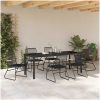 7-delars trädgårdsdining set i svart PVC rattan. vidaXL 200 x 80 x 73 cm – miniatyr 4