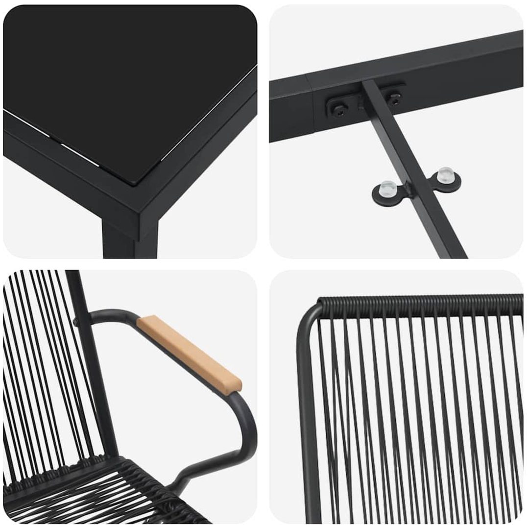 7-delars trädgårdsdining set i svart PVC rattan. vidaXL 200 x 80 x 73 cm – bild 8