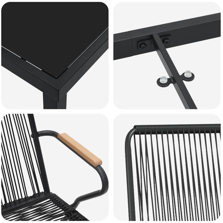 7-delars trädgårdsdining set i svart PVC rattan. vidaXL 200 x 80 x 73 cm – bild 8
