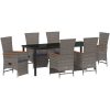 7-delars trädgårdsdining-set med kuddar, grå poly rattan. vidaXL 200 x 80 x 73 cm – miniatyr 2