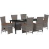 7-delars trädgårdsdining-set med kuddar, grå poly rattan. vidaXL 200 x 80 x 73 cm – miniatyr 3