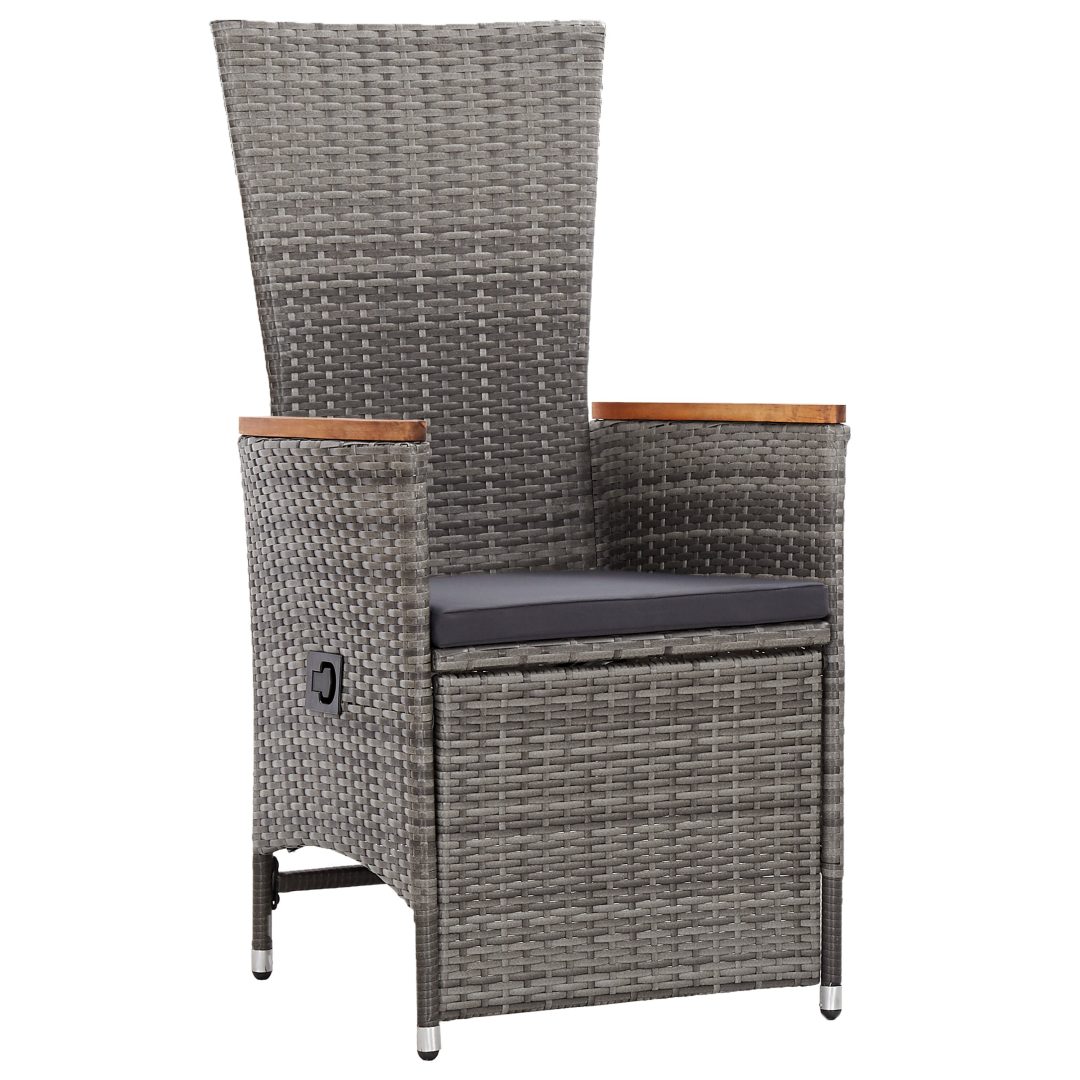 7-delars trädgårdsdining-set med kuddar, grå poly rattan. vidaXL 200 x 80 x 73 cm – bild 6