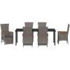 7-delars trädgårdsdining-set med kuddar, grå poly rattan. vidaXL 200 x 80 x 73 cm – miniatyr 7