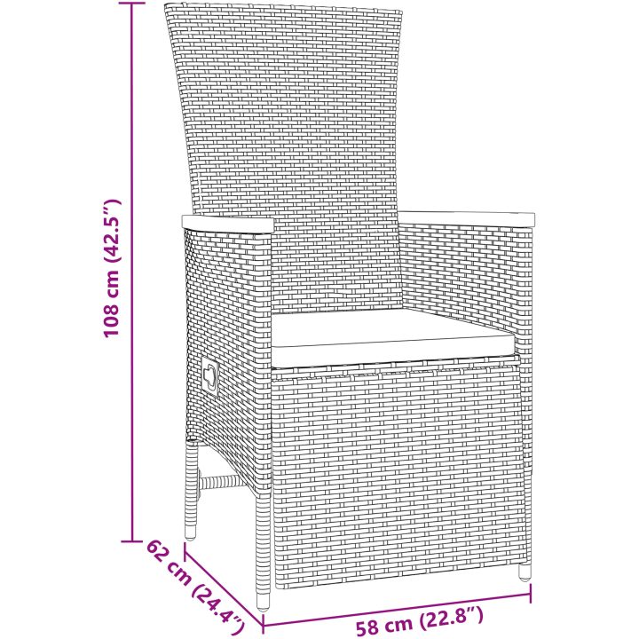 7-delars trädgårdsdining-set med kuddar, grå poly rattan. vidaXL 200 x 80 x 73 cm – bild 10