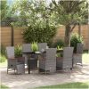 7-delars trädgårdsdining-set med kuddar, grå poly rattan. vidaXL 200 x 80 x 73 cm – miniatyr 1