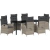 7-delars trädgårdsdining set med kuddar i ljusgrå poly rattan vidaXL 200 x 80 x 73 cm – miniatyr 2