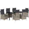 7-delars trädgårdsdining set med kuddar i ljusgrå poly rattan vidaXL 200 x 80 x 73 cm – miniatyr 3