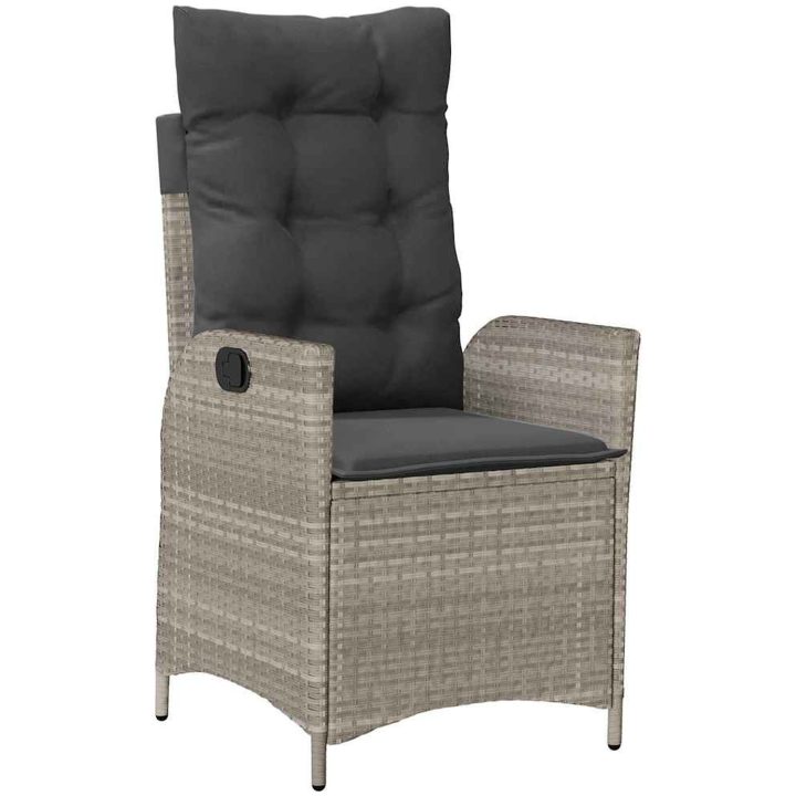 7-delars trädgårdsdining set med kuddar i ljusgrå poly rattan vidaXL 200 x 80 x 73 cm – bild 6