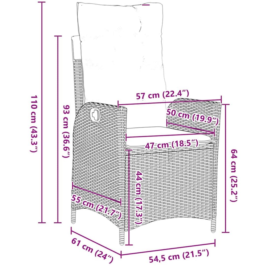 7-delars trädgårdsdining set med kuddar i ljusgrå poly rattan vidaXL 200 x 80 x 73 cm – bild 9