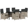 7-delars Trädgårdsdining Set med Kuddar Ljusgrå Poly Rattan vidaXL 200 x 80 x 73 cm – miniatyr 3