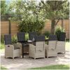 7-delars Trädgårdsdining Set med Kuddar Ljusgrå Poly Rattan vidaXL 200 x 80 x 73 cm – miniatyr 1