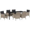 7 Delars Trädgårdsdining Set Med Kuddar Ljusgrå Poly Rattan vidaXL Mellanstor – miniatyr 2