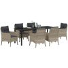 7 Delars Trädgårdsdining Set Med Kuddar Ljusgrå Poly Rattan vidaXL Mellanstor – miniatyr 3
