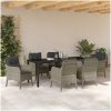 7 Delars Trädgårdsdining Set Med Kuddar Ljusgrå Poly Rattan vidaXL Mellanstor – miniatyr 4