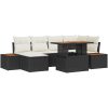 7-delars trädgårdsdining-set med kuddar, svart poly rattan och akacia vidaXL 100 x 55 x 73 cm – miniatyr 2