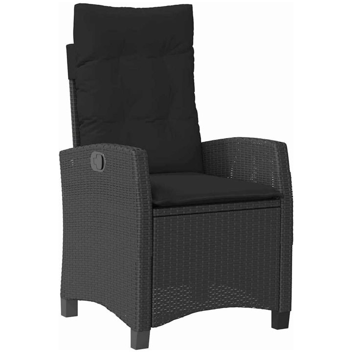 7-delars trädgårdsdining set med kuddar - Svart poly rattan vidaXL 200 x 80 x 73 cm – bild 6