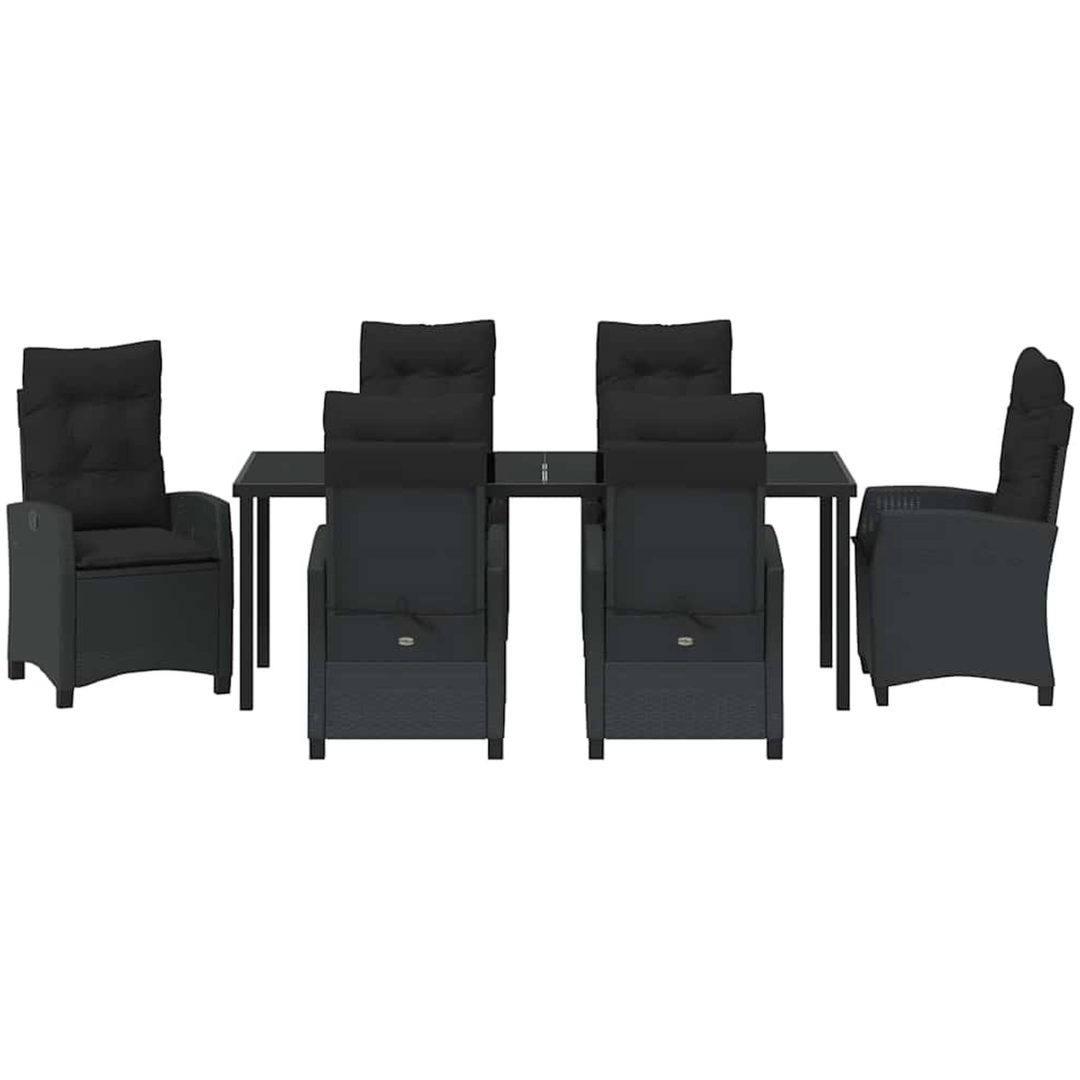 7-delars trädgårdsdining set med kuddar - Svart poly rattan vidaXL 200 x 80 x 73 cm – bild 7