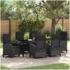 7-delars trädgårdsdining set med kuddar - Svart poly rattan vidaXL 200 x 80 x 73 cm – miniatyr 1