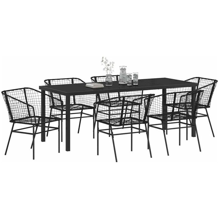 7 Delars Trädgårdsdining Set Svart Poly Rattan vidaXL 6 - Sits – bild 3