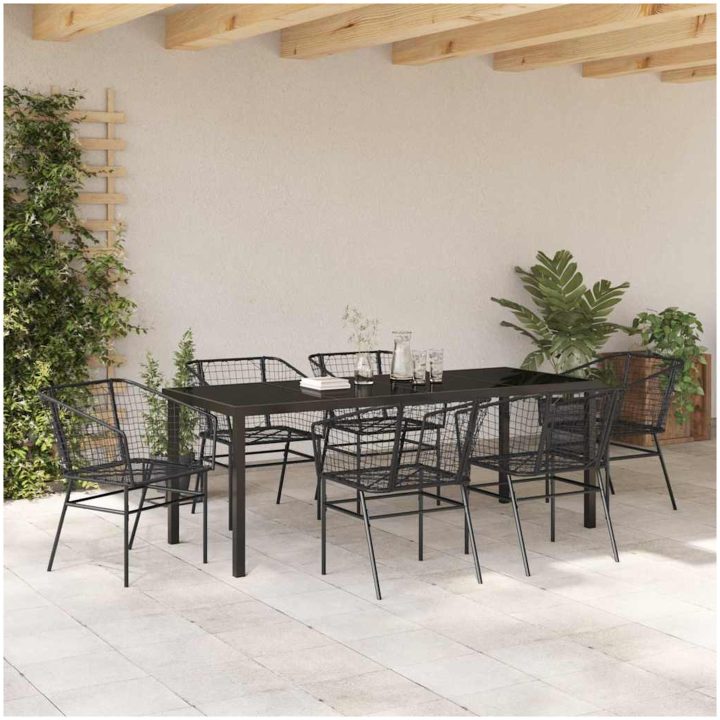 7 Delars Trädgårdsdining Set Svart Poly Rattan vidaXL 6 - Sits – bild 4