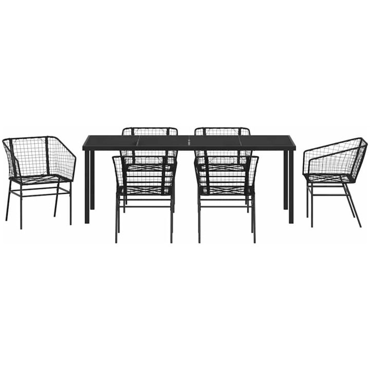 7 Delars Trädgårdsdining Set Svart Poly Rattan vidaXL 6 - Sits – bild 7