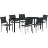 7-delars trädgårdsdinningset svart poly rattan vidaXL Standard – miniatyr 2