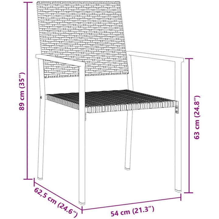 7-delars trädgårdsdinningset svart poly rattan vidaXL Standard – bild 8