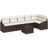 7-delars trädgårdsgrupp med kuddar i brun poly rattan vidaXL 55 x 55 x 37 cm – miniatyr 2