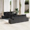 7-delars trädgårdskanaesats med kuddar svart poly rattan vidaXL 100 x 55 x 73 cm – miniatyr 1