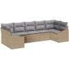 7-delars trädgårdsmatbord med kuddar i beige polyrotting vidaXL 165 x 62 x 69 cm – miniatyr 2