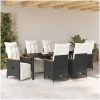 7-delars trädgårdsmatbord med kuddar, svart i poly-rattan. vidaXL 200 x 80 x 73 cm – miniatyr 4