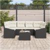7 Delars Trädgårdsmatbord med kuddar, svart poly rattan vidaXL 55 x 55 x 37 cm – miniatyr 3