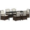 7 Delars Trädgårdsmatbord Set Brun Poly Rattan vidaXL 200 x 80 x 73 cm – miniatyr 2