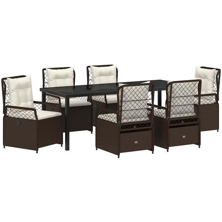7 Delars Trädgårdsmatbord Set Brun Poly Rattan vidaXL 200 x 80 x 73 cm – bild 2