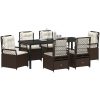 7 Delars Trädgårdsmatbord Set Brun Poly Rattan vidaXL 200 x 80 x 73 cm – miniatyr 3