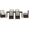 7 Delars Trädgårdsmatbord Set Brun Poly Rattan vidaXL 200 x 80 x 73 cm – miniatyr 7