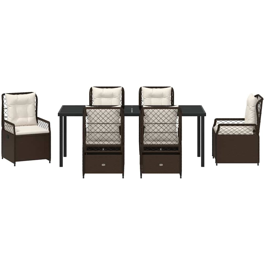 7 Delars Trädgårdsmatbord Set Brun Poly Rattan vidaXL 200 x 80 x 73 cm – bild 7