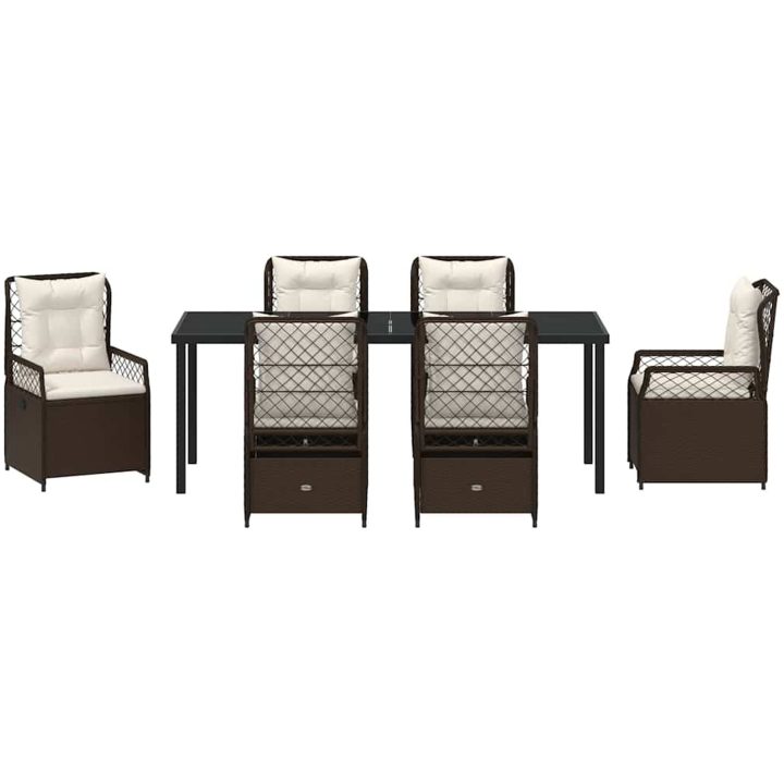 7 Delars Trädgårdsmatbord Set Brun Poly Rattan vidaXL 200 x 80 x 73 cm – bild 7