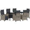 7 Delars Trädgårdsmatbord Set, Grå Poly Rattan vidaXL 200 x 80 x 73 cm – miniatyr 3