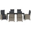 7 Delars Trädgårdsmatbord Set, Grå Poly Rattan vidaXL 200 x 80 x 73 cm – miniatyr 5