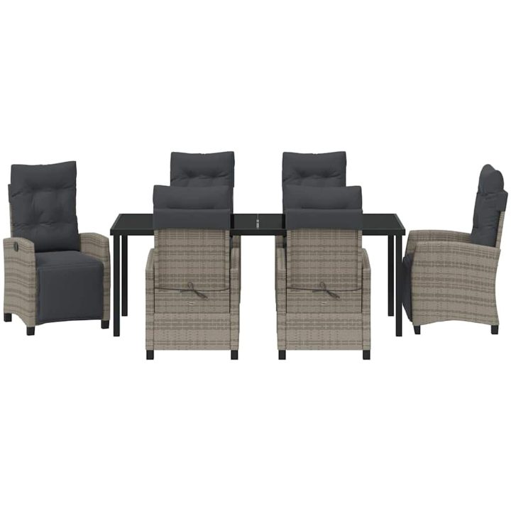 7 Delars Trädgårdsmatbord Set, Grå Poly Rattan vidaXL 200 x 80 x 73 cm – bild 5