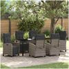 7 Delars Trädgårdsmatbord Set, Grå Poly Rattan vidaXL 200 x 80 x 73 cm – miniatyr 1