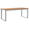 7 Delars Trädgårdsmatbord Set Grå Stål och Massivt Akaciaträ vidaXL 200 x 90 x 75 cm – miniatyr 5